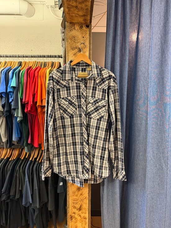 Vintage Other - Vintage blue plaid button up shirt